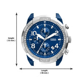 Buy Shop Fossil Bronson Chronograph Luggage Blue Dial Brown Leather Strap Watch for Men - FS5829 USA Online