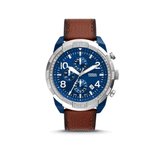 Buy Shop Fossil Bronson Chronograph Luggage Blue Dial Brown Leather Strap Watch for Men - FS5829 USA Online