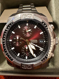 Buy Shop Fossil Bronson Chronograph Red Dial Silver Steel Strap Watch for Men - FS5878 USA Online