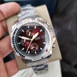 Buy Shop Fossil Bronson Chronograph Red Dial Silver Steel Strap Watch for Men - FS5878 USA Online