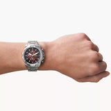 Buy Shop Fossil Bronson Chronograph Red Dial Silver Steel Strap Watch for Men - FS5878 USA Online