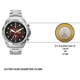 Buy Shop Fossil Bronson Chronograph Red Dial Silver Steel Strap Watch for Men - FS5878 USA Online