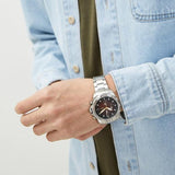 Buy Shop Fossil Bronson Chronograph Red Dial Silver Steel Strap Watch for Men - FS5878 USA Online
