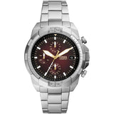Buy Shop Fossil Bronson Chronograph Red Dial Silver Steel Strap Watch for Men - FS5878 USA Online