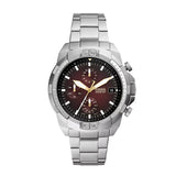 Buy Shop Fossil Bronson Chronograph Red Dial Silver Steel Strap Watch for Men - FS5878 USA Online