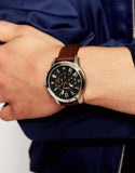 Buy Shop Fossil Grant Chronograph Black Dial Brown Leather Strap Watch for Men - FS4813 USA Online
