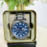 Buy Shop Fossil Brox Multifunction Blue Dial Grey Steel Strap Watch for Men - BQ2798 USA Online