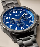 Buy Shop Fossil Brox Multifunction Blue Dial Grey Steel Strap Watch for Men - BQ2798 USA Online