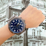 Buy Shop Fossil Brox Multifunction Blue Dial Grey Steel Strap Watch for Men - BQ2798 USA Online