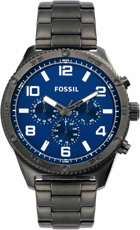 Buy Shop Fossil Brox Multifunction Blue Dial Grey Steel Strap Watch for Men - BQ2798 USA Online