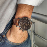 Buy Shop Fossil Brox Multifunction Grey Dial Brown Leather Strap Watch for Men - BQ2800 USA Online