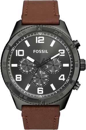 Buy Shop Fossil Brox Multifunction Grey Dial Brown Leather Strap Watch for Men - BQ2800 USA Online