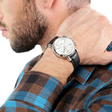 Buy Shop Fossil Buchanan Chronograph Silver Dial Black Leather Strap Watch for Men - FS5102 USA Online