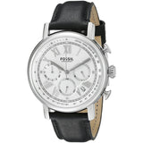 Buy Shop Fossil Buchanan Chronograph Silver Dial Black Leather Strap Watch for Men - FS5102 USA Online
