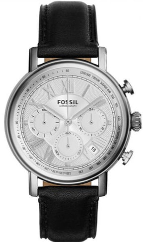 Buy Shop Fossil Buchanan Chronograph Silver Dial Black Leather Strap Watch for Men - FS5102 USA Online