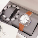 Buy Shop Fossil Candy White Dial Brown Leather Strap Watch for Women - ES3538 USA Online
