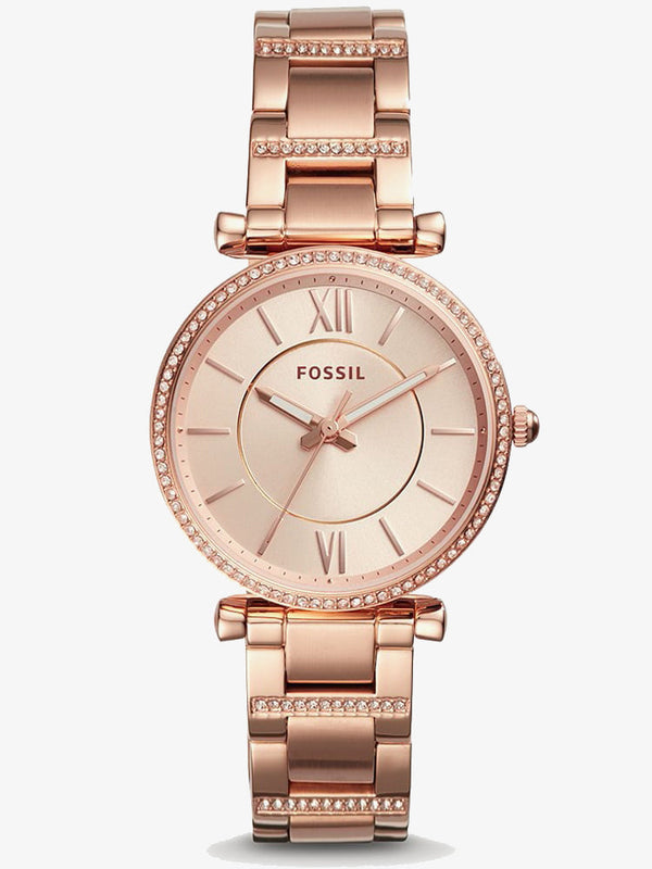 Buy Shop Fossil Carlie Rose Gold Dial Rose Gold Steel Strap Watch for Women - ES4301 USA Online