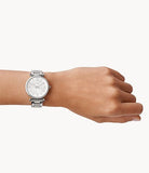 Buy Shop Fossil Carlie Silver Dial Silver Steel Strap Watch for Women - ES4341 USA Online