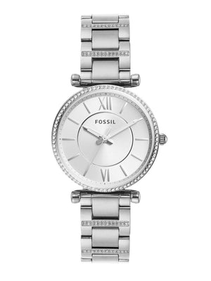 Buy Shop Fossil Carlie Silver Dial Silver Steel Strap Watch for Women - ES4341 USA Online