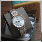 Buy Shop Fossil Carlie Silver Dial Two Tone Steel Strap Watch for Women - ES4342 USA Online