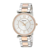 Buy Shop Fossil Carlie Silver Dial Two Tone Steel Strap Watch for Women - ES4342 USA Online