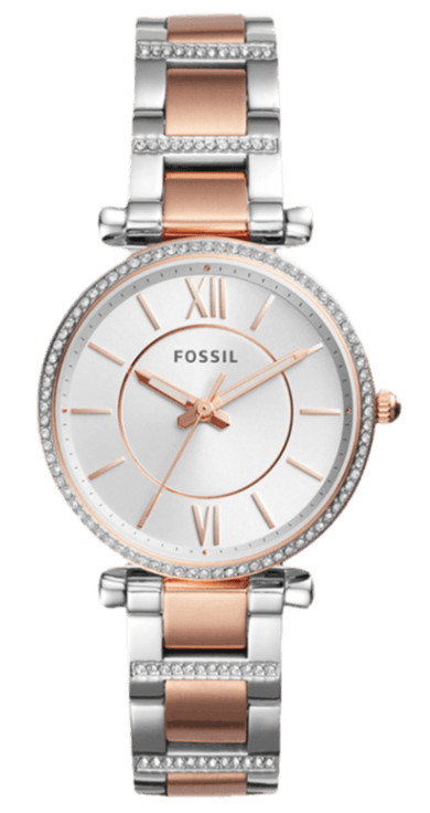 Buy Shop Fossil Carlie Silver Dial Two Tone Steel Strap Watch for Women - ES4342 USA Online