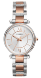 Buy Shop Fossil Carlie Silver Dial Two Tone Steel Strap Watch for Women - ES4342 USA Online