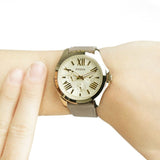 Buy Shop Fossil Cecile Champagne Dial Grey Leather Strap Watch for Women - AM4529 USA Online