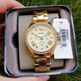 Buy Shop Fossil Cecile Chronograph Gold Dial Gold Steel Strap Watch for Women - AM4482 USA Online