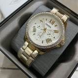 Buy Shop Fossil Cecile Chronograph Gold Dial Gold Steel Strap Watch for Women - AM4482 USA Online