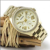 Buy Shop Fossil Cecile Chronograph Gold Dial Gold Steel Strap Watch for Women - AM4482 USA Online