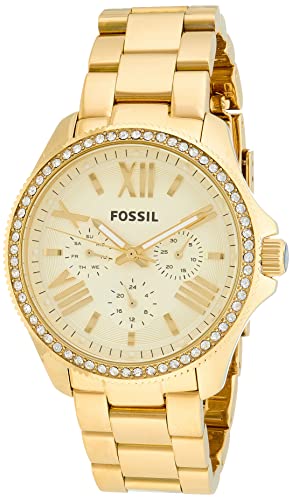 Buy Shop Fossil Cecile Chronograph Gold Dial Gold Steel Strap Watch for Women - AM4482 USA Online