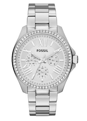 Buy Shop Fossil Cecile Chronograph Silver Dial Silver Steel Strap Watch for Women - AM4481 USA Online