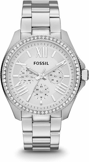 Buy Shop Fossil Cecile Chronograph Silver Dial Silver Steel Strap Watch for Women - AM4481 USA Online