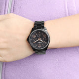 Buy Shop Fossil Cecile Multi Function Crystals Black Dial Black Steel Strap Watch for Women - AM4522 USA Online