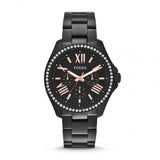 Buy Shop Fossil Cecile Multi Function Crystals Black Dial Black Steel Strap Watch for Women - AM4522 USA Online