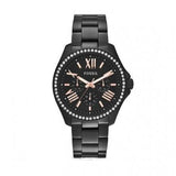 Buy Shop Fossil Cecile Multi Function Crystals Black Dial Black Steel Strap Watch for Women - AM4522 USA Online