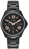 Buy Shop Fossil Cecile Multi Function Crystals Black Dial Black Steel Strap Watch for Women - AM4522 USA Online