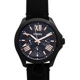Buy Shop Fossil Cecile Multifunction Black Dial Black Leather Strap Watch for Men - AM4523 USA Online