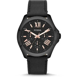 Buy Shop Fossil Cecile Multifunction Black Dial Black Leather Strap Watch for Men - AM4523 USA Online
