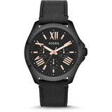 Buy Shop Fossil Cecile Multifunction Black Dial Black Leather Strap Watch for Men - AM4523 USA Online