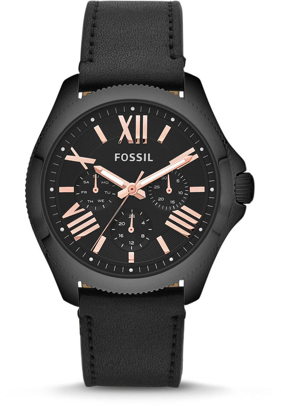 Buy Shop Fossil Cecile Multifunction Black Dial Black Leather Strap Watch for Men - AM4523 USA Online