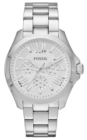 Buy Shop Fossil Cecile Multifunction Silver Dial Silver Steel Strap Watch for Women - AM4509 USA Online
