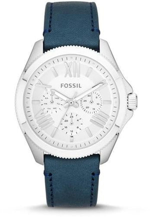 Buy Shop Fossil Cecile White Dial Blue Leather Strap Watch for Women - AM4531 USA Online