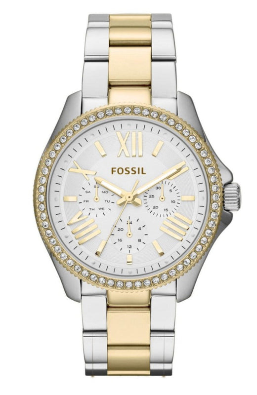 Buy Shop Fossil Cecile White Dial Two Tone Steel Strap Watch for Women - AM4543 USA Online