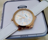 Buy Shop Fossil Cecile White Dial White Leather Strap Watch for Women - AM4486 USA Online
