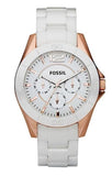 Buy Shop Fossil Ceramic Multifunction White Dial White Steel Strap Watch for Women - CE1006 USA Online