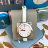 Buy Shop Fossil Classic Minute White Dial White Leather Strap Watch for Women - BQ3328 USA Online