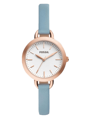 Buy Shop Fossil Classic White Dial Blue Leather Strap Watch for Women - BQ3327 USA Online