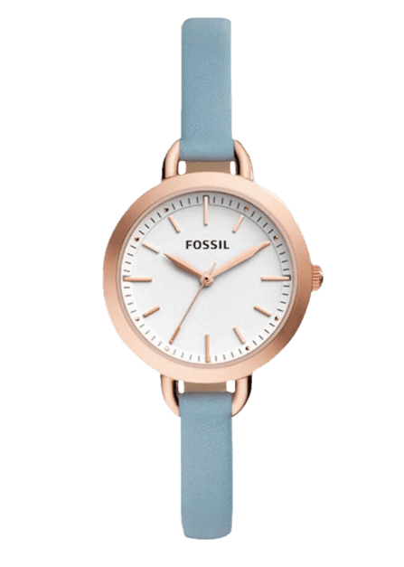 Buy Shop Fossil Classic White Dial Blue Leather Strap Watch for Women - BQ3327 USA Online